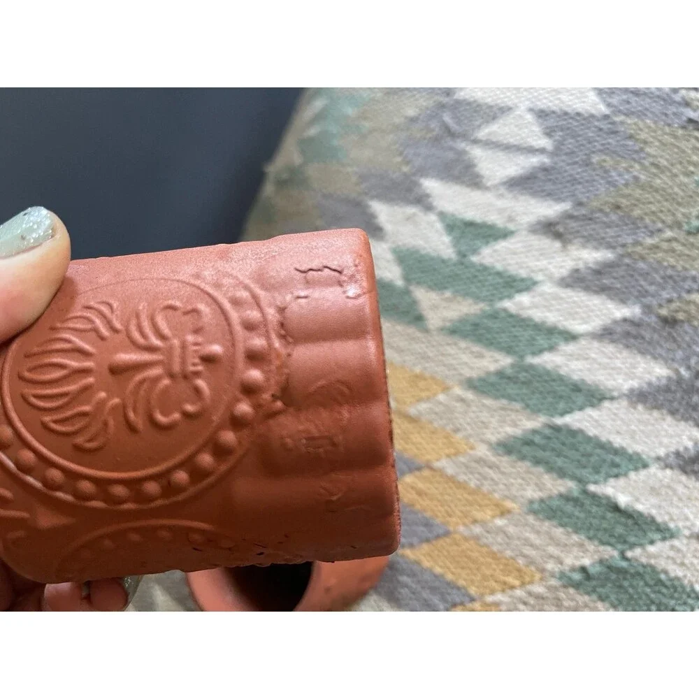 Painted small terra cotta style planters set of 4